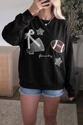 Black Embroidered Football Sweatshirt