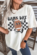 Egg Shell Checkered Football Graphic Tee