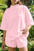 Pretty In Pink Mock Neck Top & Shorts Set