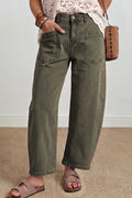 Olive Green Barrel Jeans
