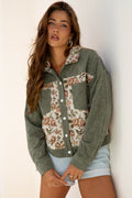 Green Floral Patchwork Corduroy Jacket