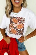 White Fall Floral Pumpkin Graphic Tee