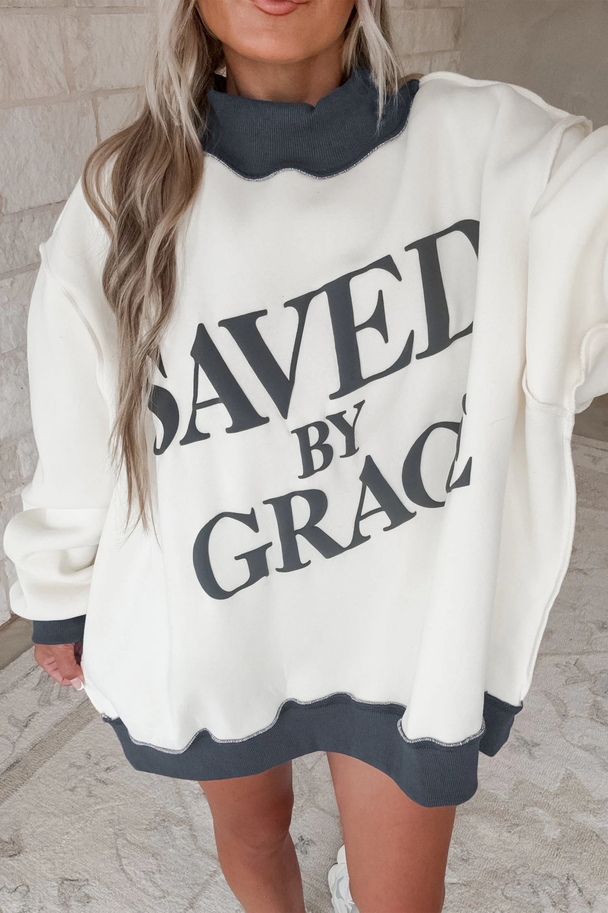 Saved By Grace Mock Neck