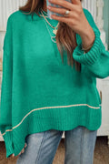 Seagreen Contrast Trim Sweater